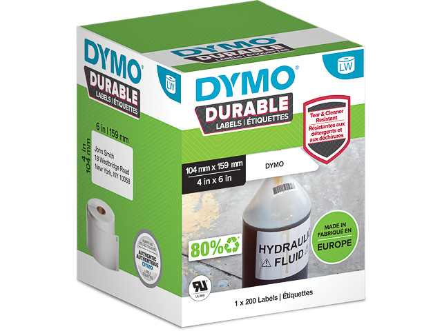 2112287 DYMO 104x159mm WEISS KUNSTSTOFF 1Rl/200Stk LW Adress-Etiketten permanent