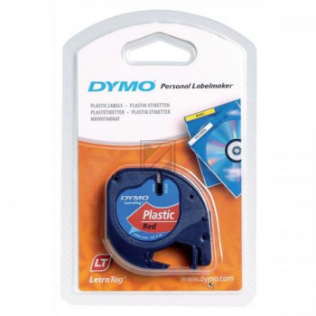 S0721630 DYMO Schriftband 12mm schwarz rot 4 Meter 91203