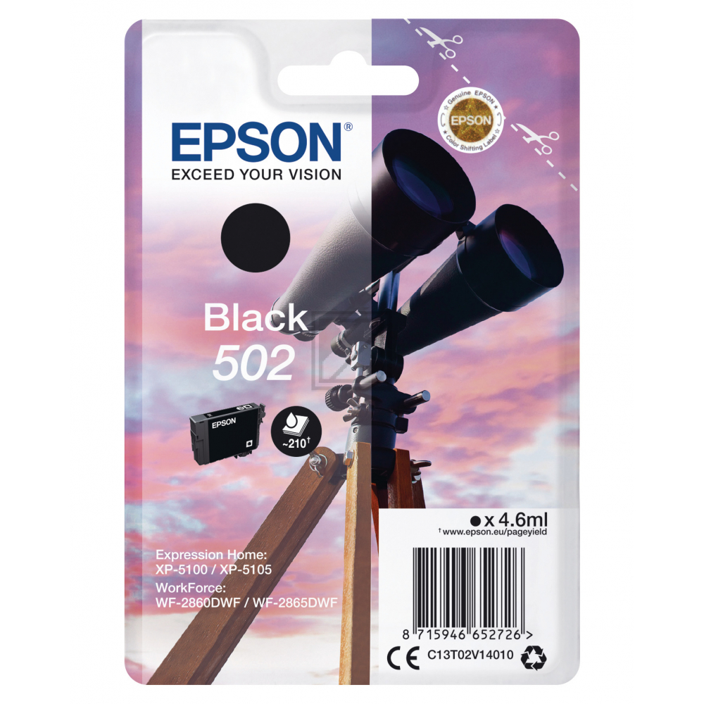 C13T02W14010 EPSON XP Tinte black HC 550 Seiten 9,2ml