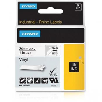 1805430 DYMO IND Schriftband 24mm schwarz weiss 5,5 Meter Vinyl