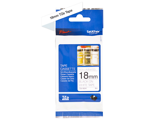 TZEN241 BROTHER PTOUCH 18mm WEISS-SCHW Schriftband 8m nicht laminiert