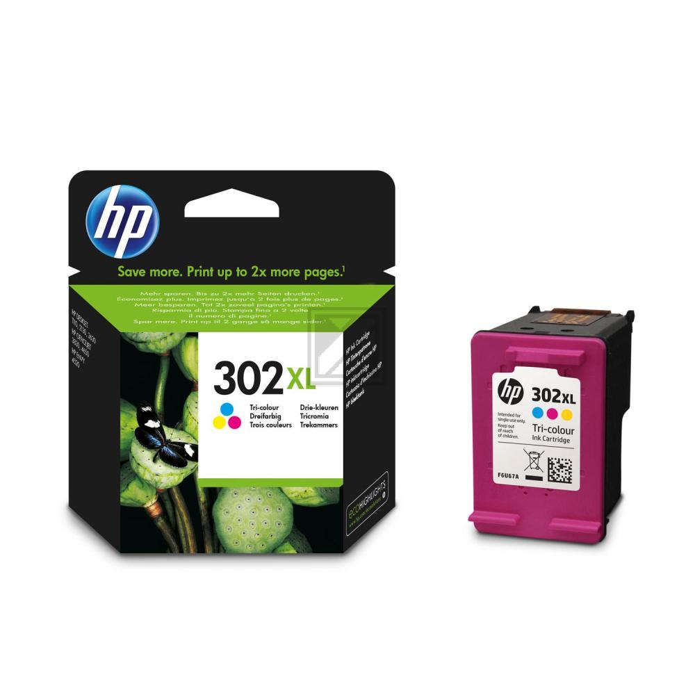 F6U67AE#UUS HP 302XL OJ Tinte color HC 300Seiten 8ml