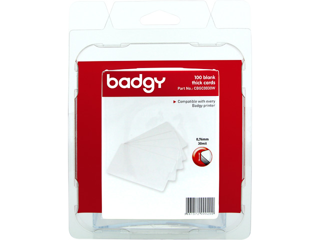 EVOLIS BADGY PVC KARTEN DICK (100) WEISS CBGC0030W 30mil 0,76mm blanko