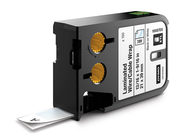 1868705 DYMO 21x39mm SCHWARZ-WEISS Vinyl Schriftband selbstlaminierend