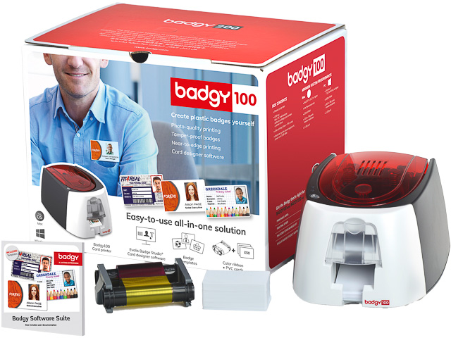 EVOLIS BADGY100 KARTENDRUCKER B12U0000RS FBK+Karten+Lizenz