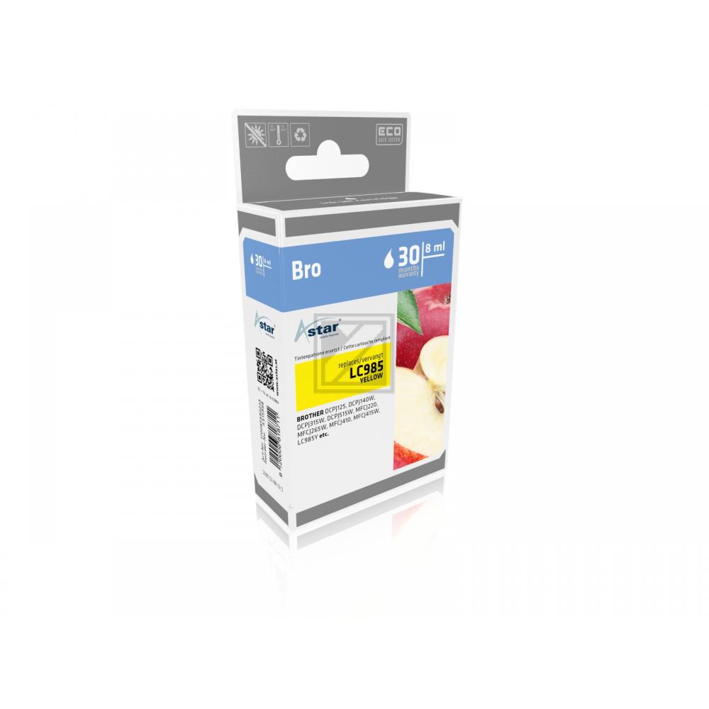 AS15988 ASTAR BROTHER LC985Y DCPJ/MFCJ Tinte yellow rebuilt 260Seiten 4,8ml