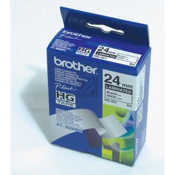 HGE251V5 BROTHER PT Schriftband (5) 24mm weiss schwarz 5x8 Meter laminiert