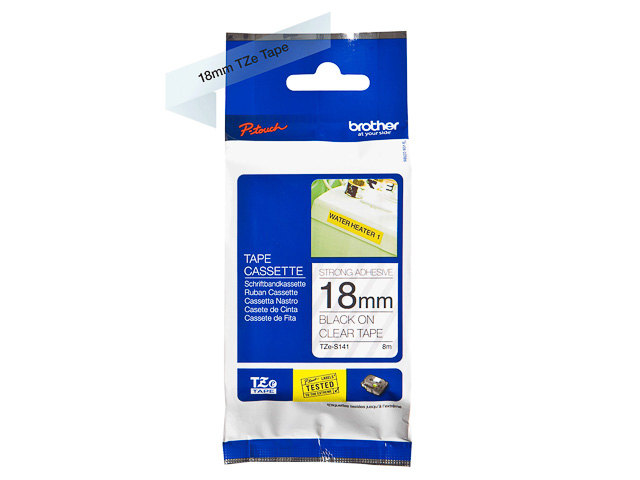 TZES141 BROTHER PTOUCH 18mm KLAR-SCHW Schriftband 8m laminiert