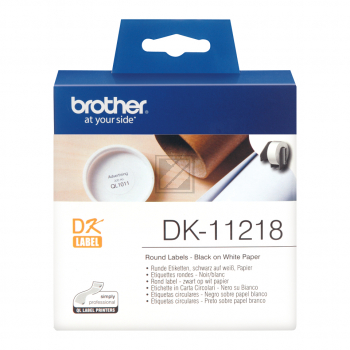 DK11218 BROTHER QL550 Etikettenrolle 24mm weiss schwarz 1000 Stück rund