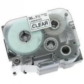 TZE132 BROTHER PT Schriftband 12mm klar rot 8 Meter laminiert