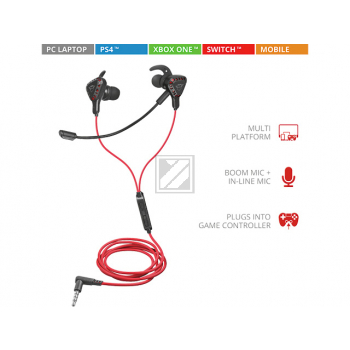 23029 TRUST GXT408 Cobra Headset Gaming Kabel Mikrofon in-ear 3,5mm Stecker rot