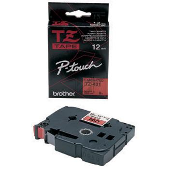 TZE431 BROTHER PT Schriftband 12mm rot schwarz 8 Meter laminiert