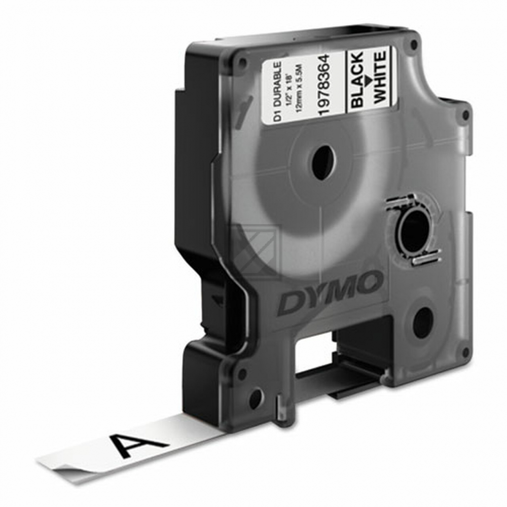 1978364 DYMO D1 Schriftband 12mm schwarz weiss 3 Meter permanent Vinyl