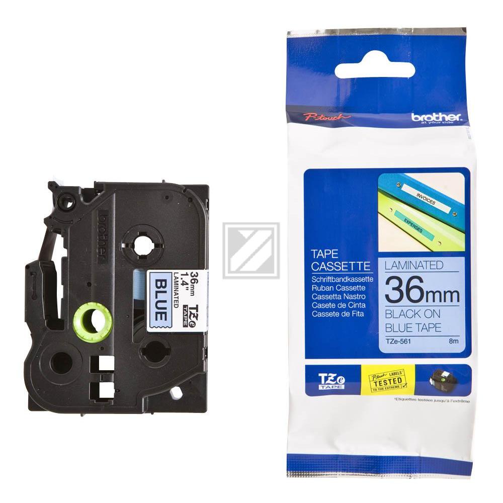 TZE561 BROTHER PT Schriftband 36mm blau schwarz 8 Meter laminiert