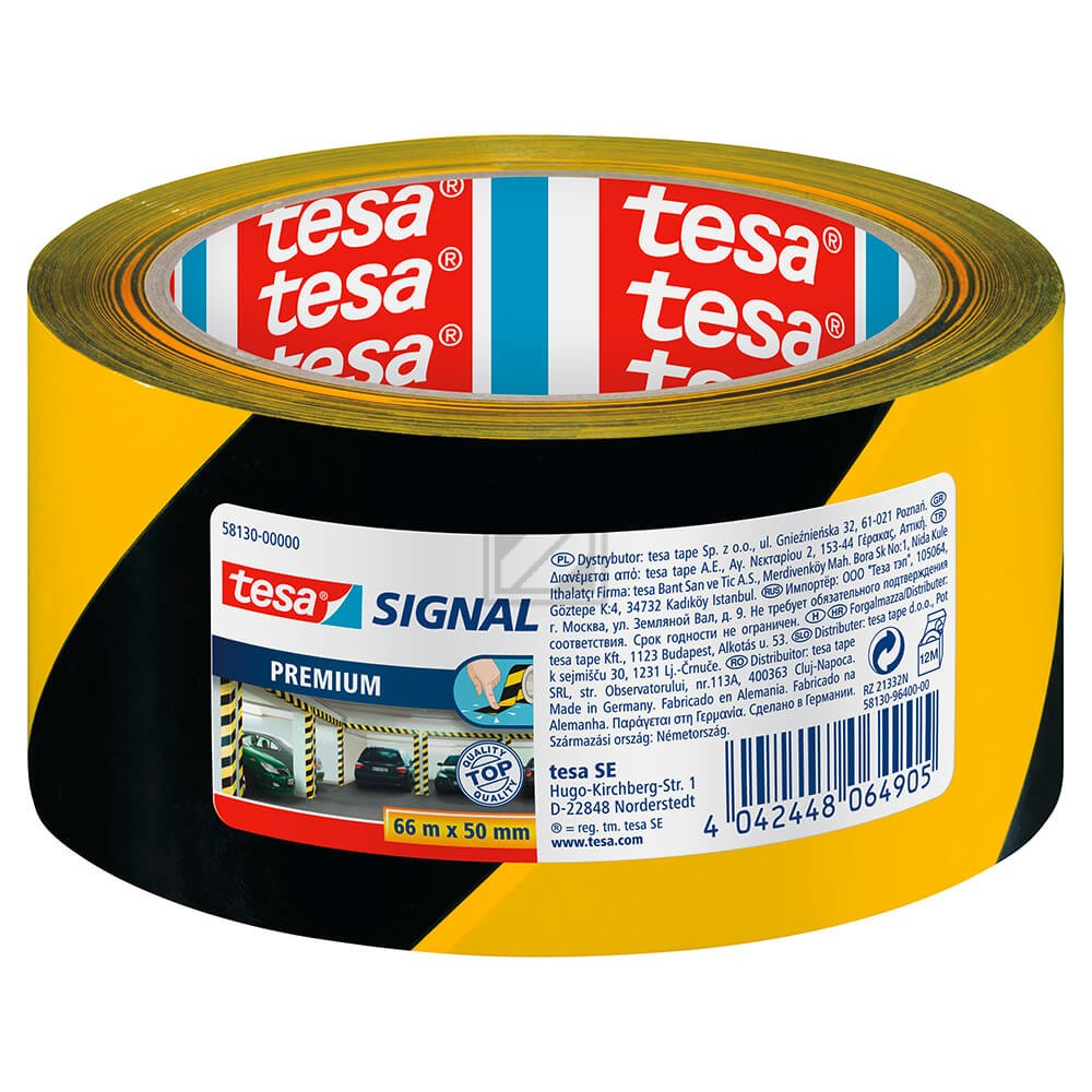 58130-00000-00 TESA Signal Premium Markierungsband schwarz-gelb 60mm 66