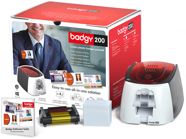 EVOLIS BADGY200 KARTENDRUCKER B22U0000RS FBK+Karten+Lizenz