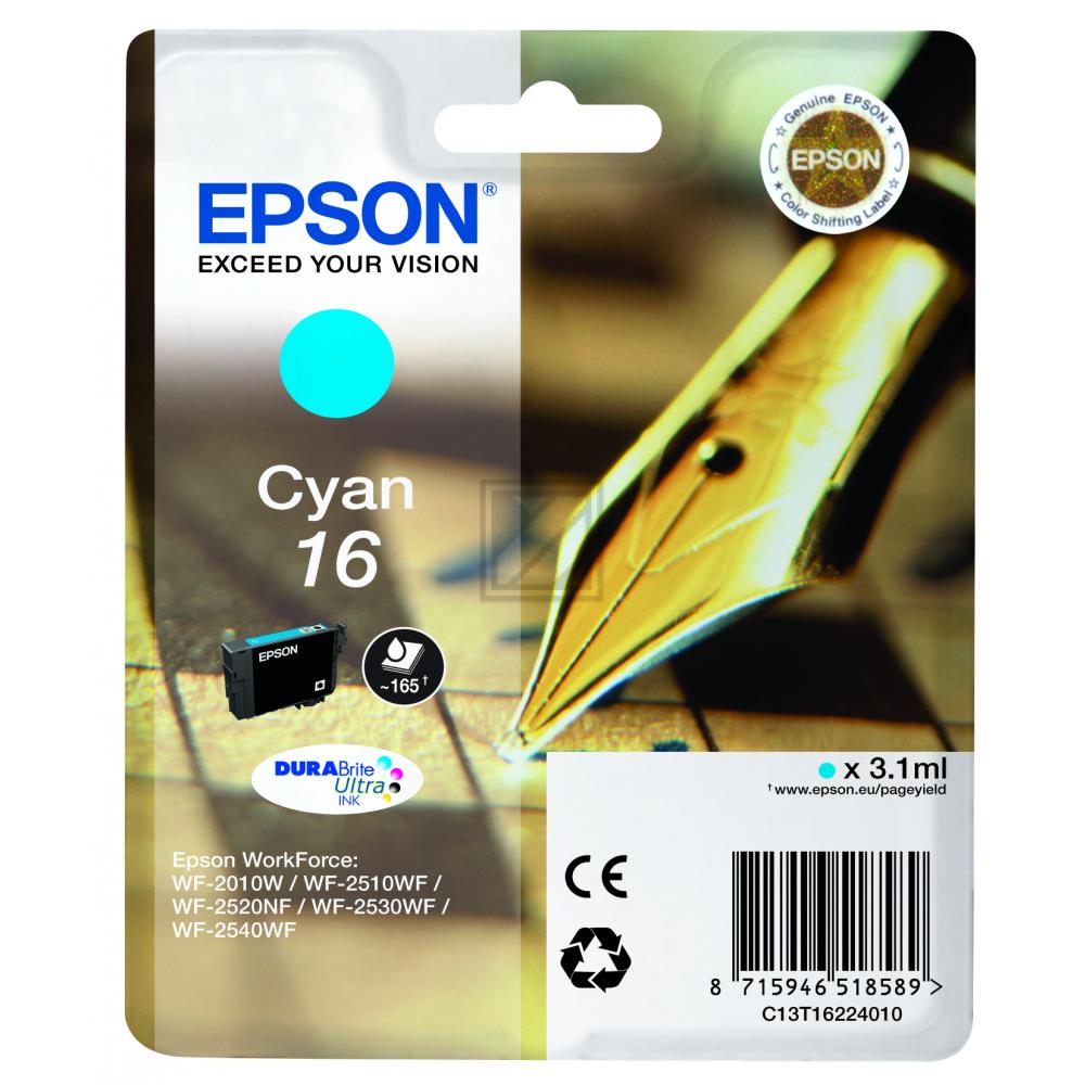 C13T16224012 EPSON WF Tinte cyan ST 165 Seiten 3,1ml