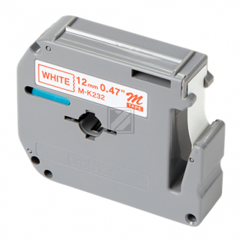 MK232BZ BROTHER PT Schriftband 12mm weiss rot 8 Meter nicht laminiert