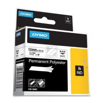 18483 DYMO IND Schriftband 12mm schwarz weiss 5,5 Meter PES