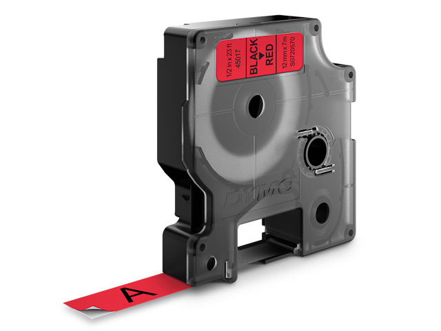 S0720570 DYMO D1 12mm SCHWARZ-ROT 45017 Schriftband 7m