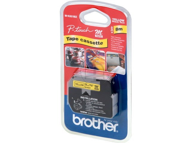 MK621BZ BROTHER PTOUCH 9mm GELB-SCHW Schriftband 8m nicht laminiert