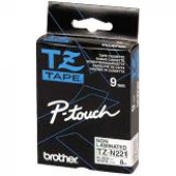 TZEN221 BROTHER PT Schriftband 9mm weiss schwarz 8 Meter nicht laminiert