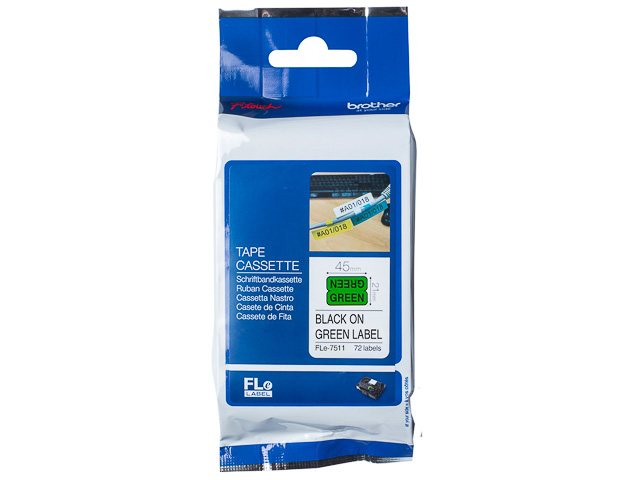 FLE7511 BROTHER EINZELFAEHNCHEN ETIK 72Stk. gruen/schwarz 21x45mm
