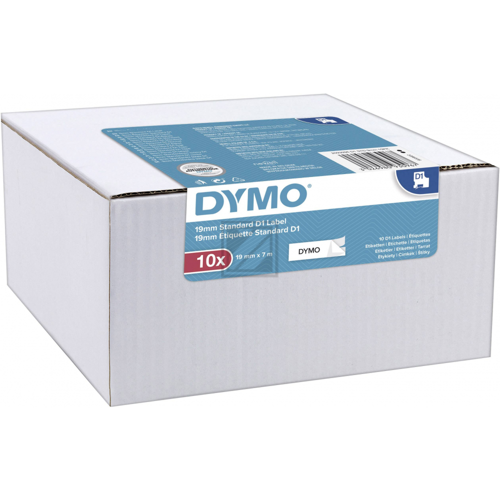 2093096 DYMO D1 Schriftband (10) 9mm schwarz weiss 10x7 Meter selbstklebend