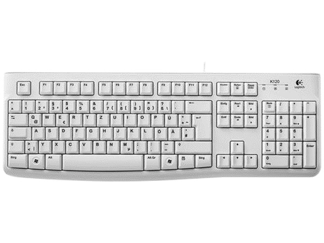 LOGITECH K120 TASTATUR QWERTZ DE 920-003626 mit Kabel weiß USB