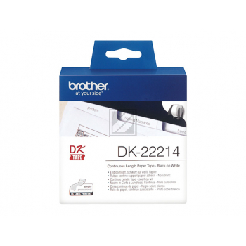 DK22214 BROTHER QL550 Etikettenrolle 12mm weiss schwarz 30,48 Meter permanent