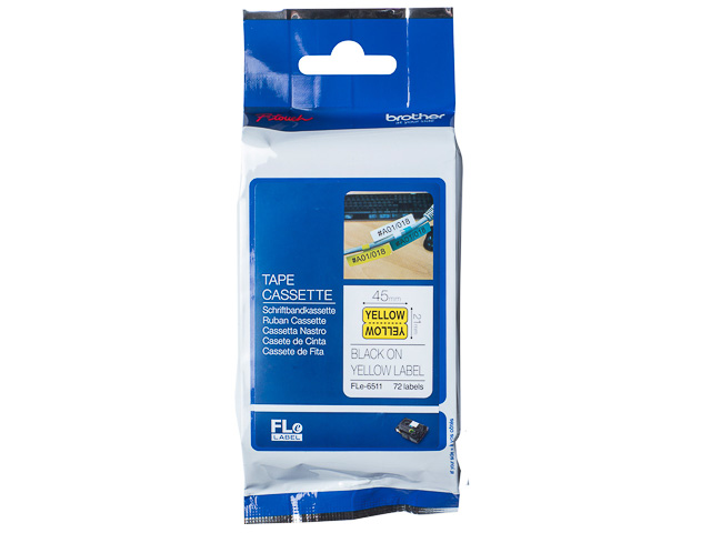 FLE6511 BROTHER EINZELFAEHNCHEN ETIK 72Stk. gelb/schwarz 21x45mm