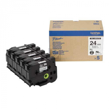 HGE151V5 BROTHER PT Schriftband (5) 24mm klar schwarz 5x8 Meter laminiert