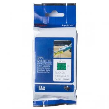 FLE7511 BROTHER PT Faehnchen Etiketten 21x45mm gruen schwarz 72 Stück einzeln