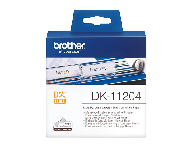 DK11204 BROTHER PT QL550 ETIKETTEN WEISS 400Stk/Rolle 17x54mm