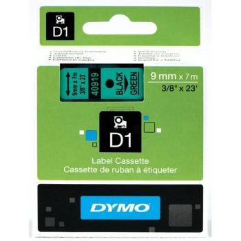 S0720740 DYMO D1 Schriftband 9mm schwarz gruen 7 Meter
