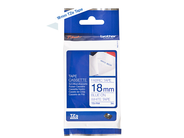 TZEFA4 BROTHER PTOUCH 18mm WEISS-BLAU 3m nicht laminiert