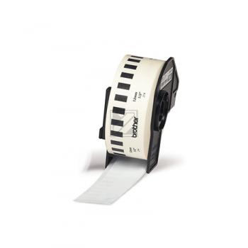 DK22214 BROTHER QL550 Etikettenrolle 12mm weiss schwarz 30,48 Meter permanent
