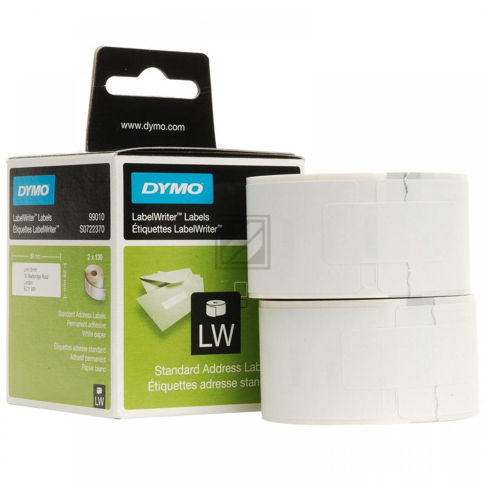 S0722370 DYMO 99010 Adressetiketten (2) 28x89 weiss schwarz 2x260 Stück Papier