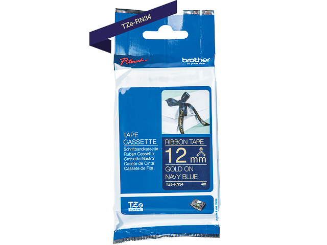 TZERN34 BROTHER PTOUCH 12mm GOLD-BLAU Schriftband 4m nicht klebend