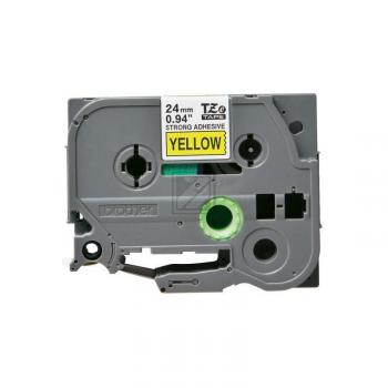 TZES651 BROTHER PT Schriftband 24mm gelb schwarz 8 Meter laminiert