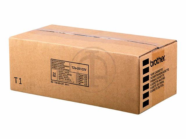 TZE251CIV BROTHER PTOUCH 24mm WEISS-SCH Schriftband 8m laminiert
