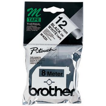 MK231BZ BROTHER PT Schriftband 12mm weiss schwarz 8 Meter nicht laminiert