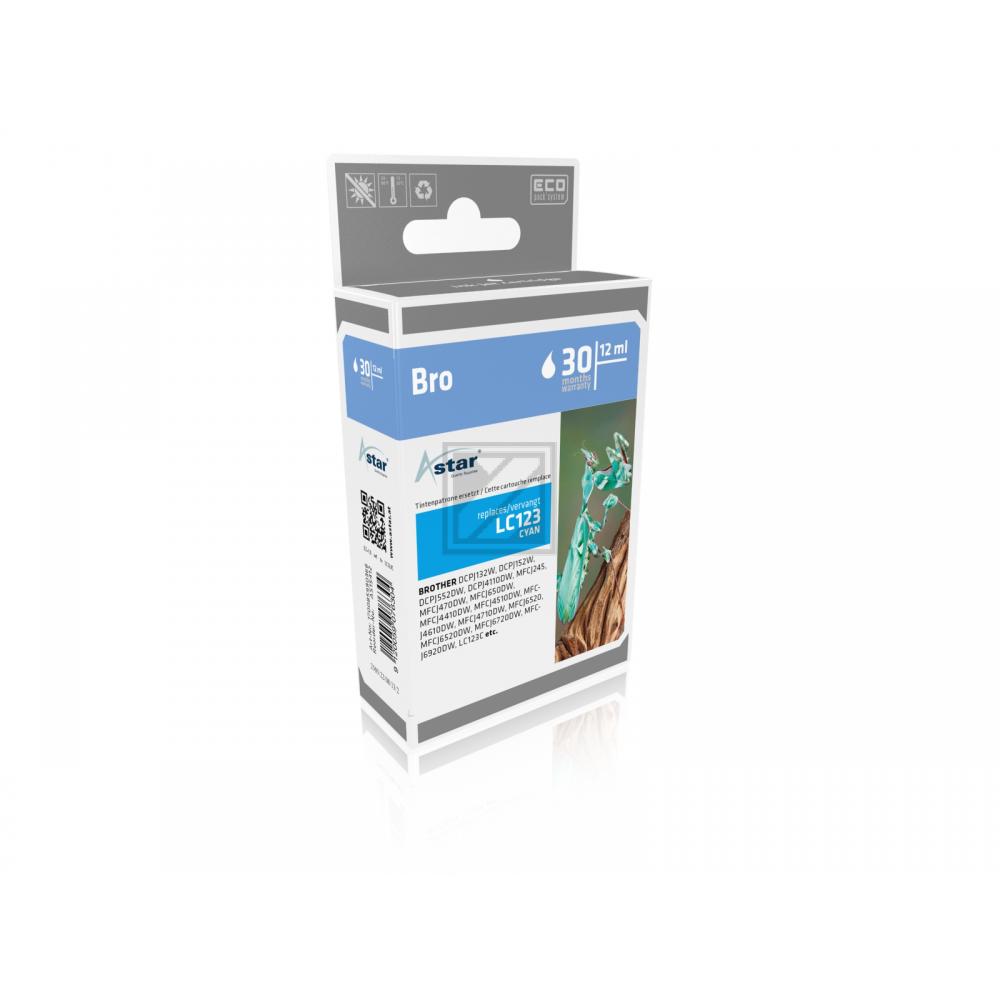 AS15412 ASTAR BROTHER LC123C MFCJ Tinte cyan rebuilt 600Seiten Chip 6,6ml