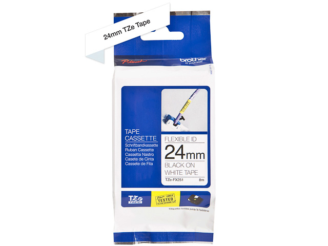 TZEFX251 BROTHER PTOUCH 24mm WEISS-SCHW Schriftband 8m laminiert