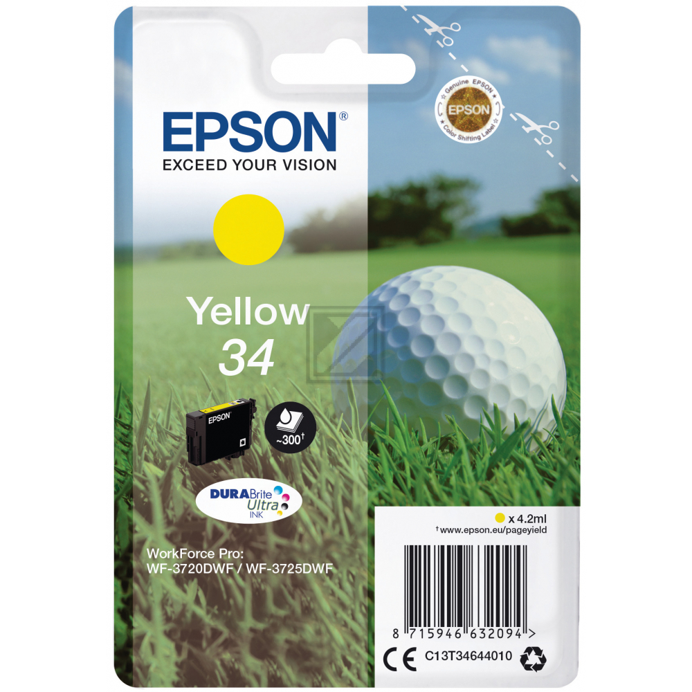 C13T34644010 EPSON WF Tinte yellow ST 300Seiten 4,2ml