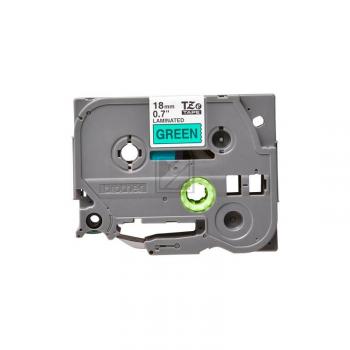 TZE741 BROTHER PT Schriftband 18mm gruen schwarz 8 Meter laminiert