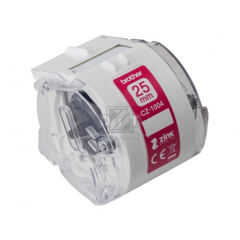 CZ1004 BROTHER PT Etikettenrolle 25mm weiss farbig 5 Meter permanent