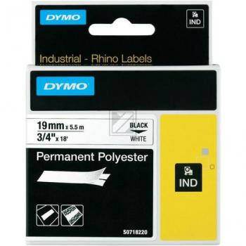 18484 DYMO IND Schriftband 19mm schwarz weiss 5,5 Meter PES S0718220