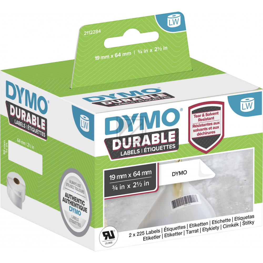 2112284 DYMO LW Adressetiketten (2) 19x64mm weiss schwarz 2x450 Stück PP