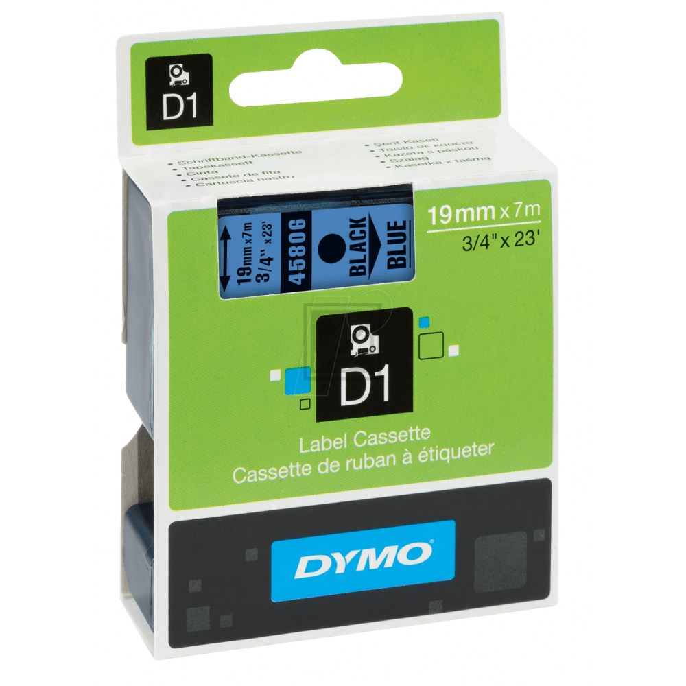 S0720860 DYMO D1 Schriftband 19mm schwarz blau 7 Meter